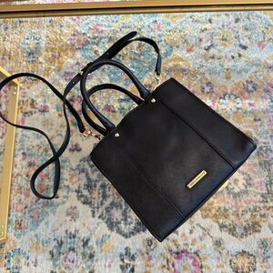 Rebecca Minkoff Mini Saffiano Leather Crossbody Tote Black